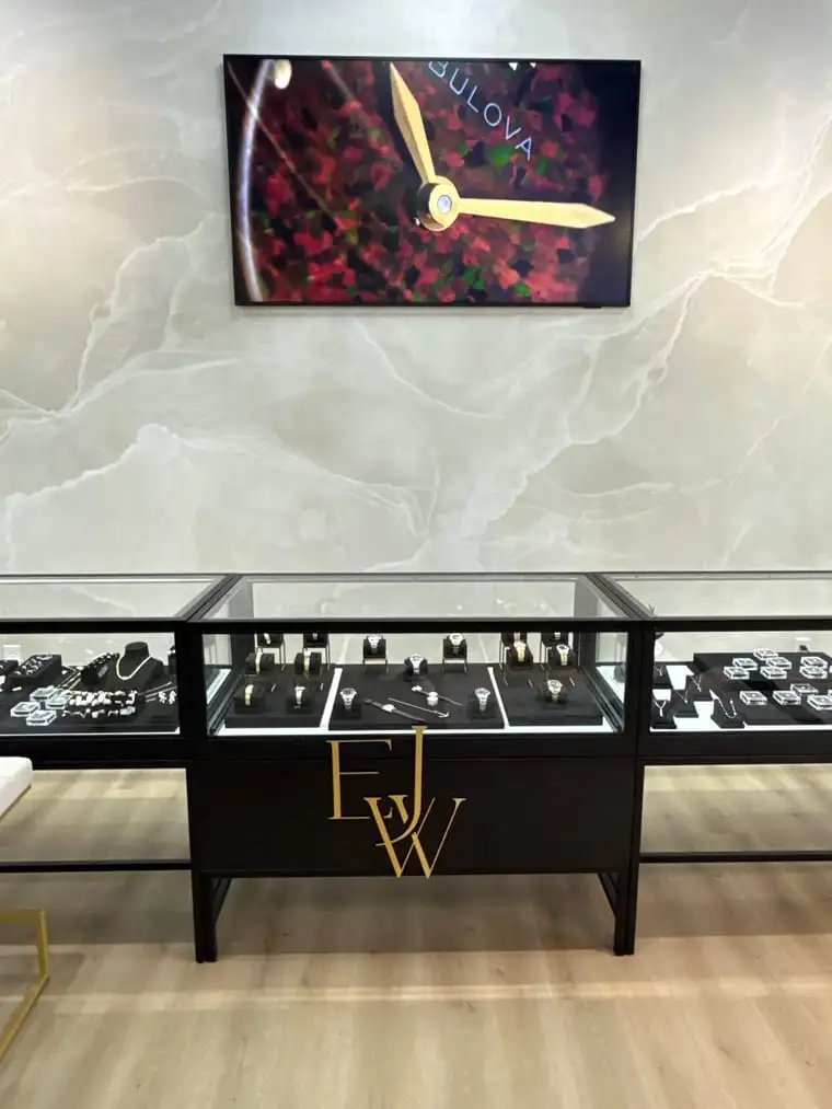 Bulova watch and jewelry display case