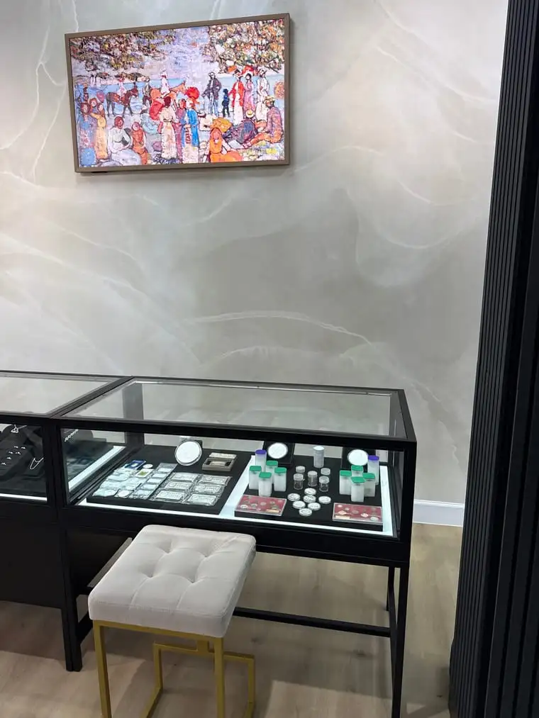 Rare coins and collectibles display